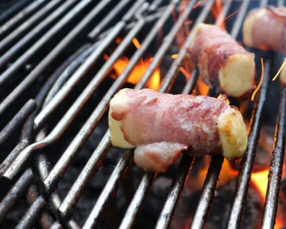 Pigs in Blankets, barbeque close up