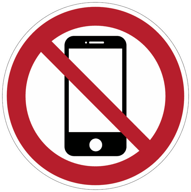 Verboden gebruik van mobiele telefoon bij hygiëneregels.