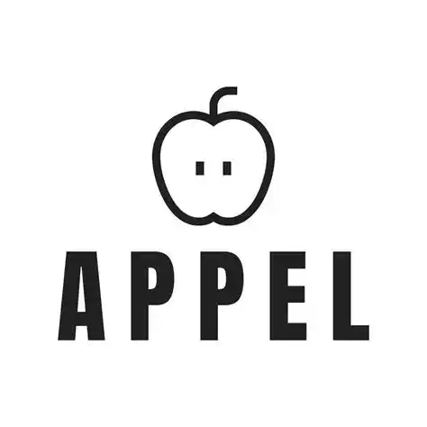 Logo van Appel met klanten, promotie van zuivelproducten.